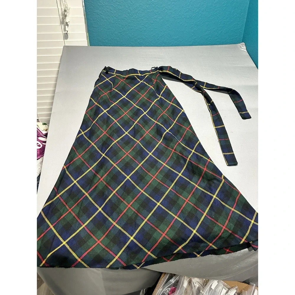 VTG Wool Tartan Plaid Maxi Skirt XS/S
